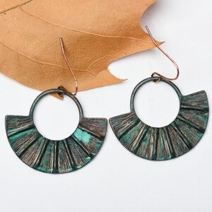 Patina Fan Dangle Earrings